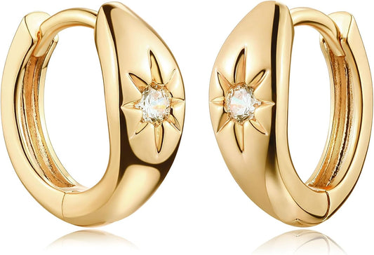 18K Gold Plated Chunky Hoop Earrings