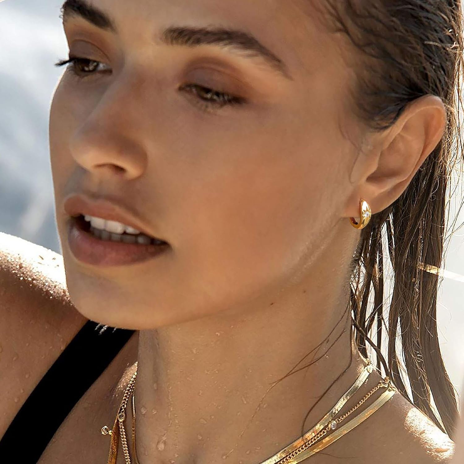 18K Gold Plated Chunky Hoop Earrings