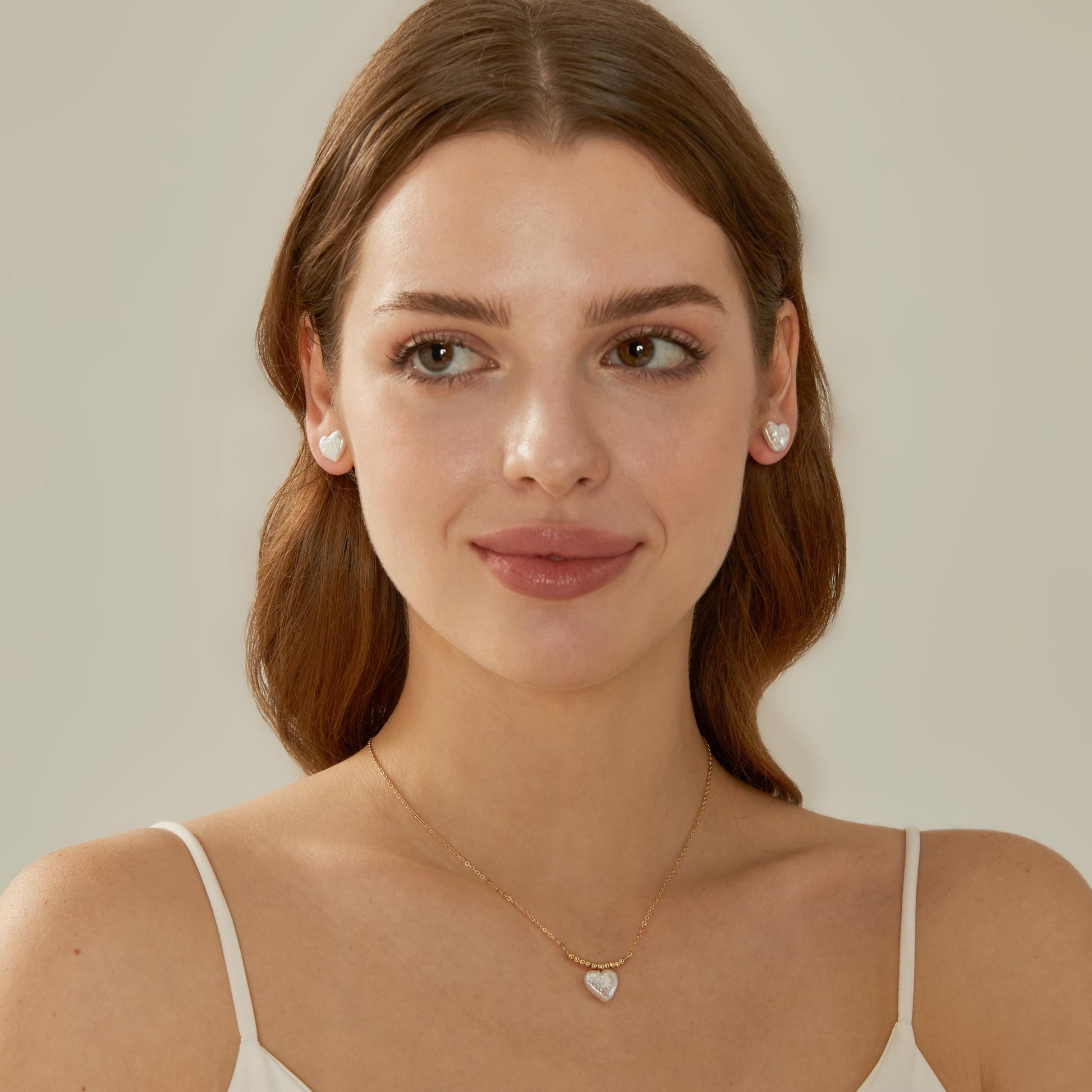 Gold Pearl Heart Hoop Earrings